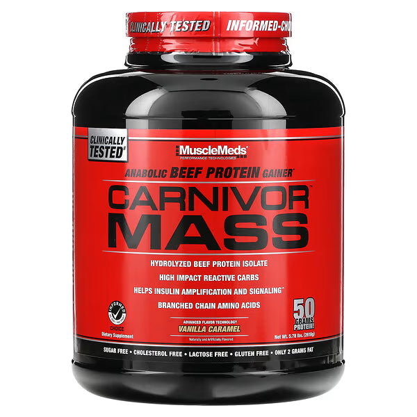 CARNIVOR MASS 6 LB MuscleMeds, Suplemento para el desarrollo de masa muscular de proteína de carne de res anabólica, 2698 g