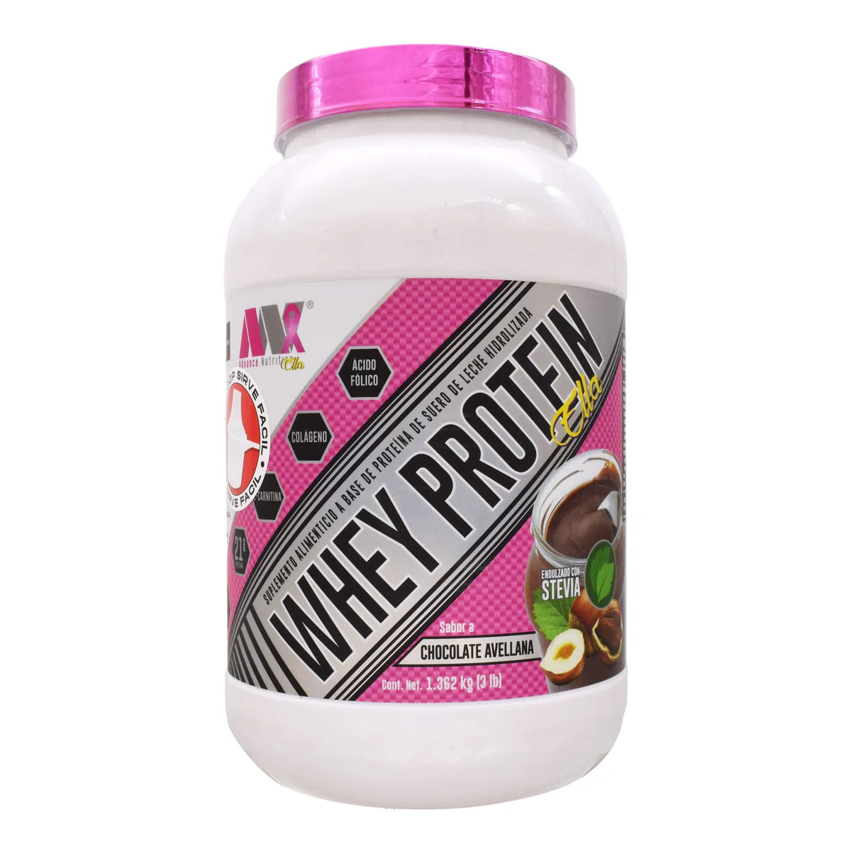 WHEY PROTEIN ELLA ADVANCE NUTRITION 3 LBS Proteína de suero de leche con Colágeno y Ácido fólico