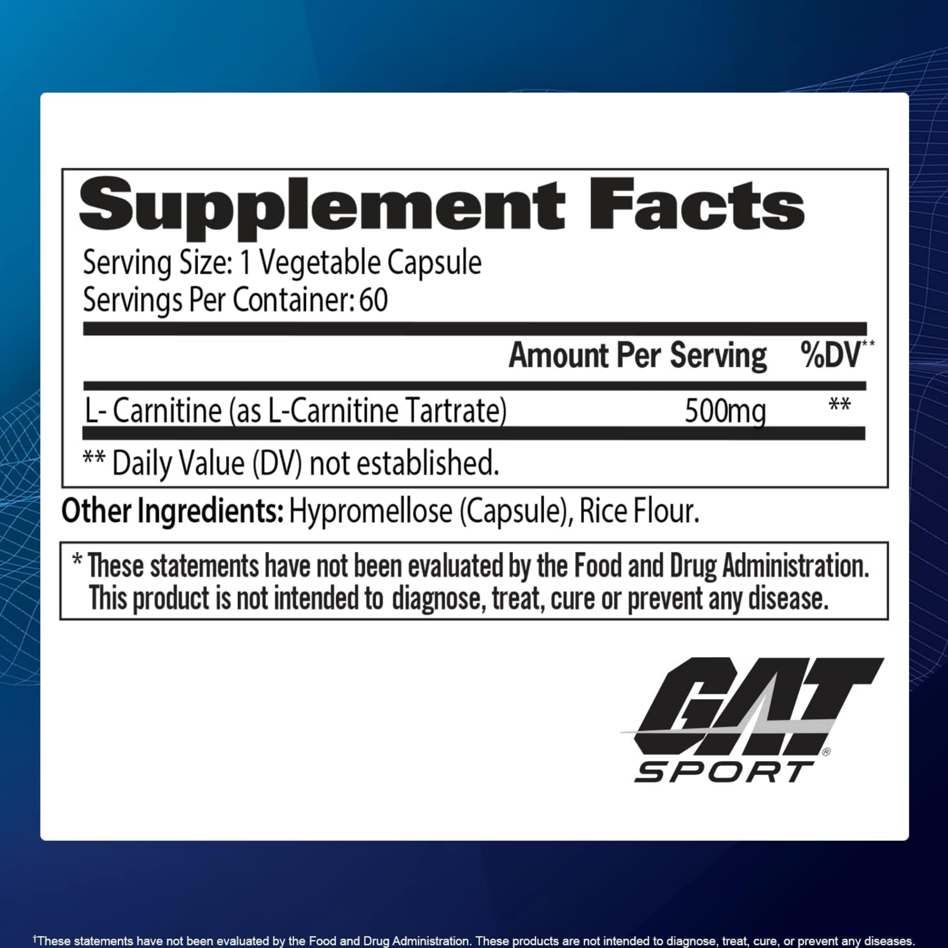 GAT L-CARNITINE 60 Cápsulas