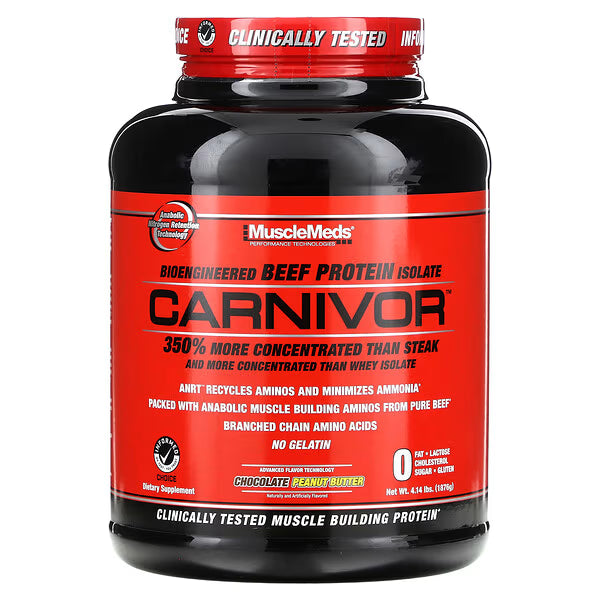 CARNIVOR 0 FAT 4 LB MuscleMeds Carnivor Proteína a base de carne, Isolatada para ganar masa muscular