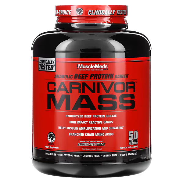 CARNIVOR MASS 6 LB MuscleMeds, Suplemento para el desarrollo de masa muscular de proteína de carne de res anabólica, 2698 g