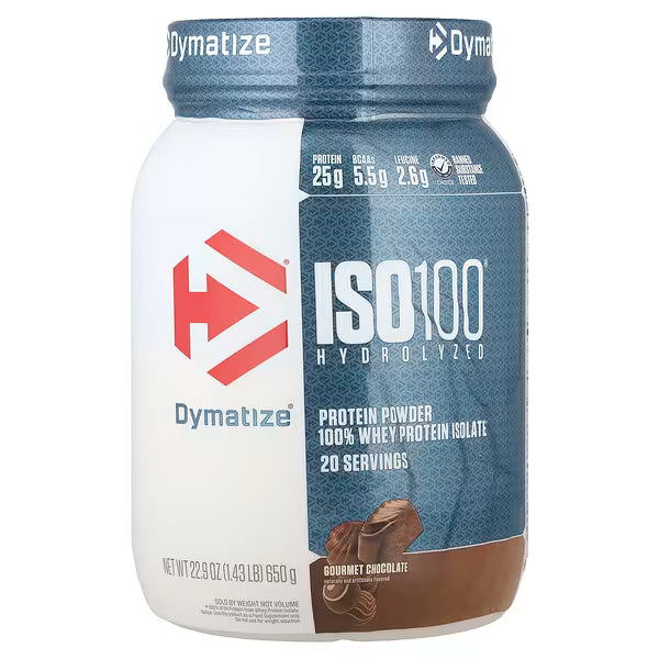 ISO 100 HYDROLYZED 100 % aislado de proteína de suero de leche, Chocolate gourmet, 650 g (1,43 lb)