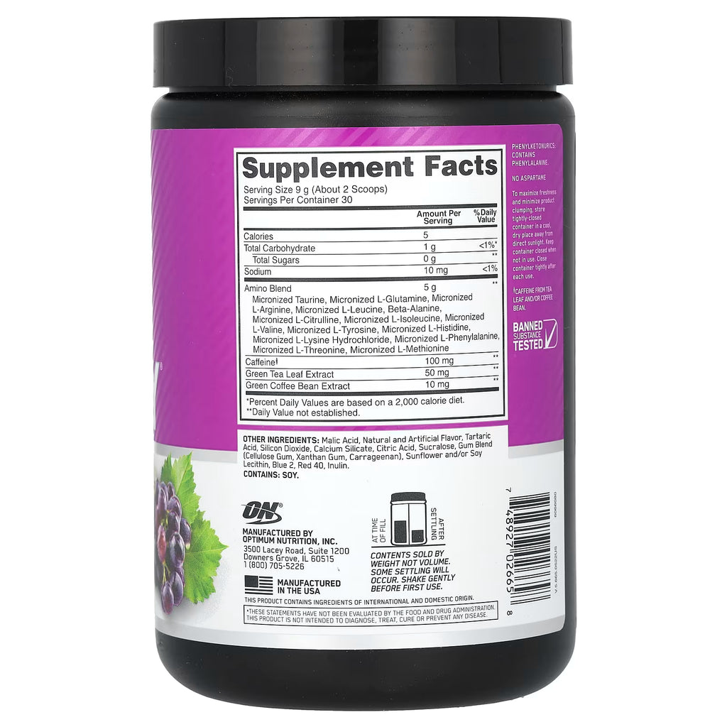 AMINO ENERGY OPTIMUM NUTRITION 30 SERVICIOS