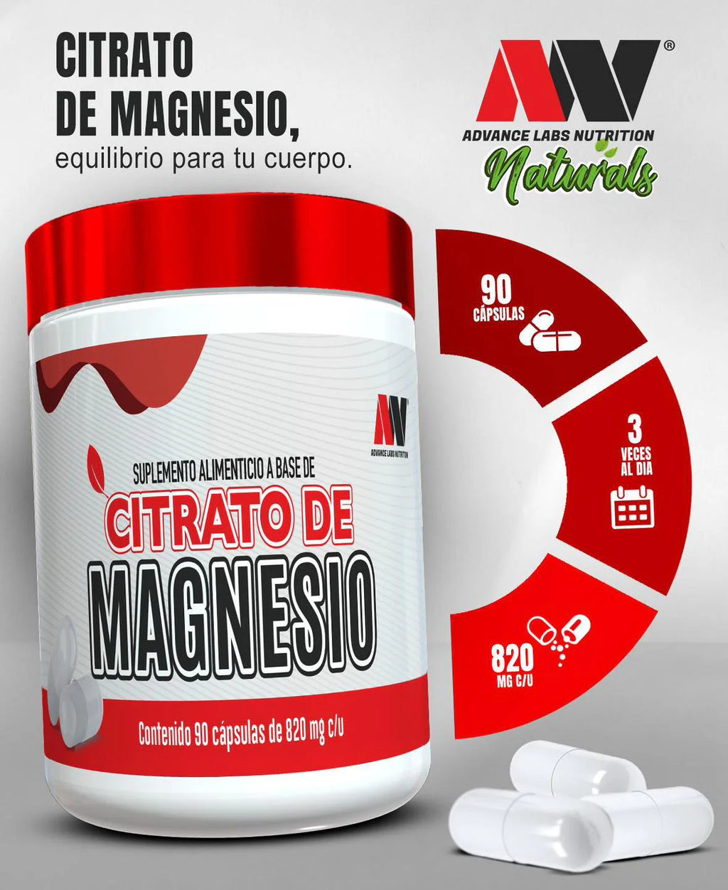 CITRATO DE MAGNESIO ADVANCE NUTRITION 90 CÁPSULAS