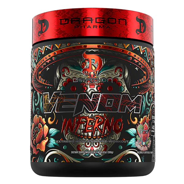 VENOM INFERNO PREWORKOUT 40 SERVICIOS DRAGON PHARMA ENERGÍA ENFOQUE Y BOMBEO MUSCULAR