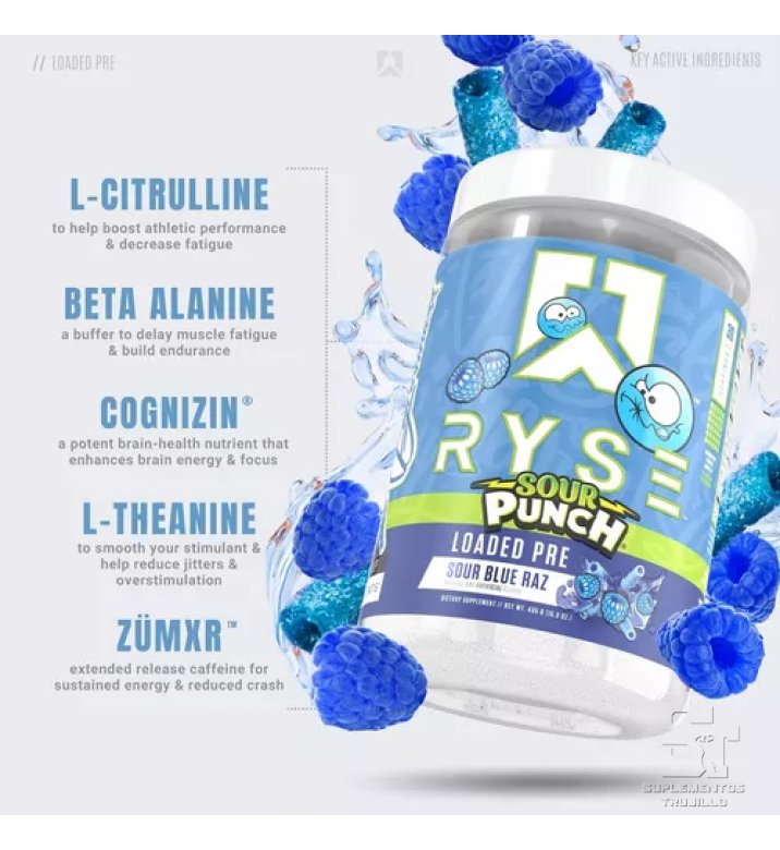 PREWORKOUT RYSE SOUR PUNCH BLUE RAZ 30 SERVICIOS