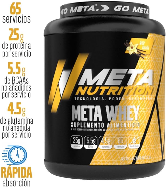 WHEY PROTEIN META NUTRITION 5 LBS Suplemento Alimenticio de Rápida Absorción