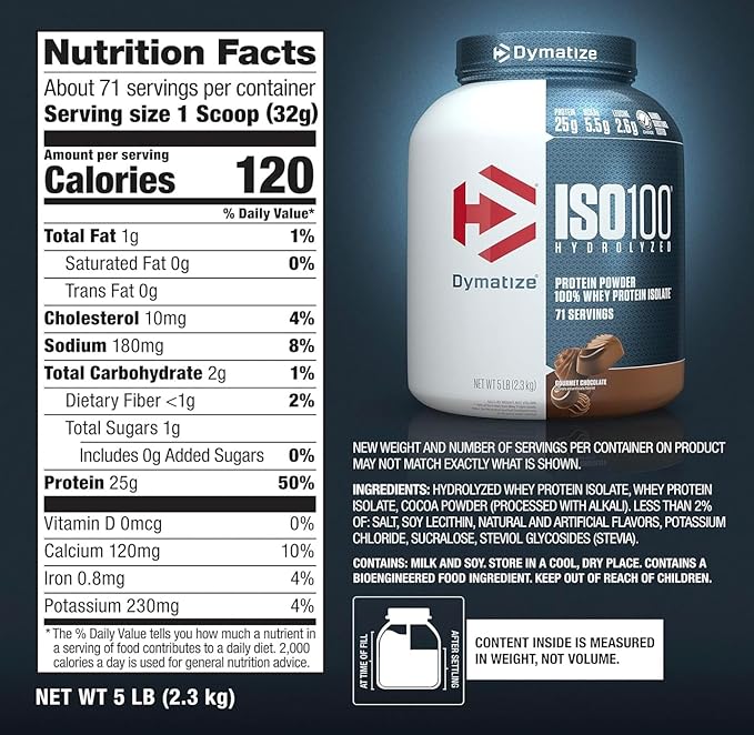 ISO 100 HYDROLYZED 5 LBS Proteína en polvo hidrolizada, Isolate Hidrolizado Dymatize 2.3 kg