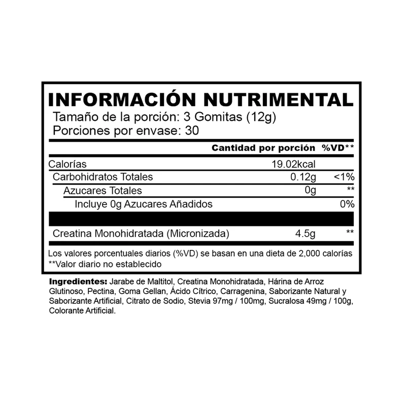 CREATINA MONOHIDRATADA GOMITAS SMILE LABZ 30 SERVICIOS
