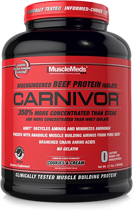 CARNIVOR 0 FAT 4 LB MuscleMeds Carnivor Proteína a base de carne, Isolatada para ganar masa muscular
