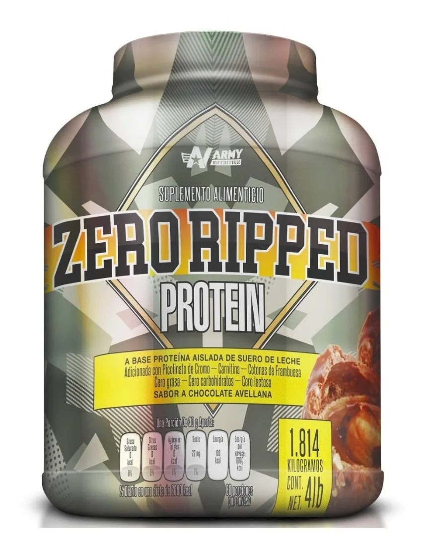 ZERO RIPPED PROTEIN 4LB ARMY NUTRITION Proteína 100% Aislada 4lbs 60 Servicios 1.8kg