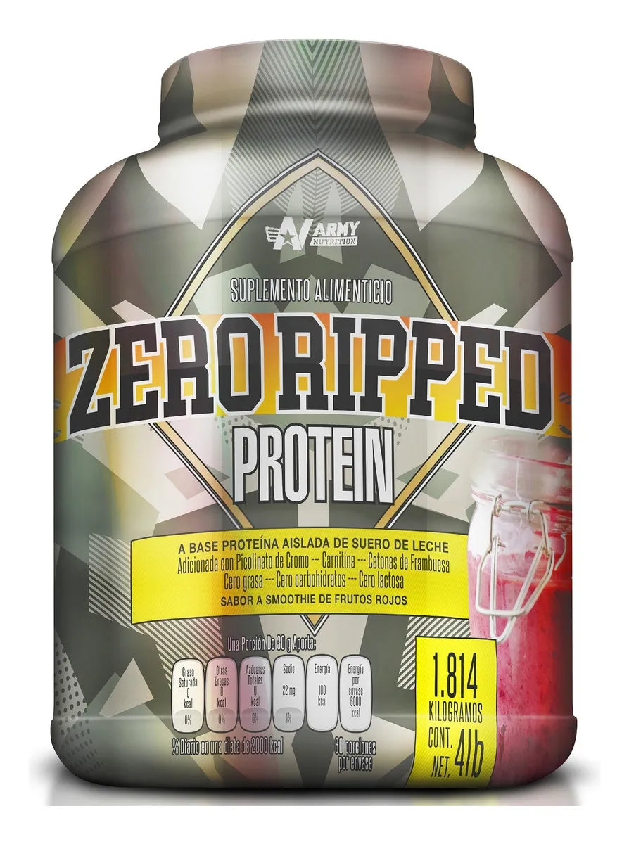 ZERO RIPPED PROTEIN 4LB ARMY NUTRITION Proteína 100% Aislada 4lbs 60 Servicios 1.8kg