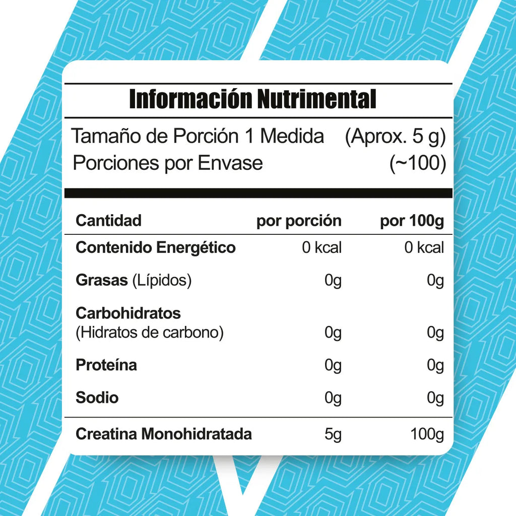 CREATINA META NUTRITION 100 SERVICIOS 500G Creatina Monohidratada En Polvo De Alta Pureza Sin Sabor