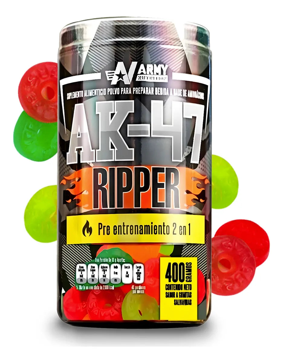 AK-47 RIPPED 40 SERVICIOS ARMY NUTRITION - Pre Entreno Ak 47 Ripper 2 En 1 Con termogénico