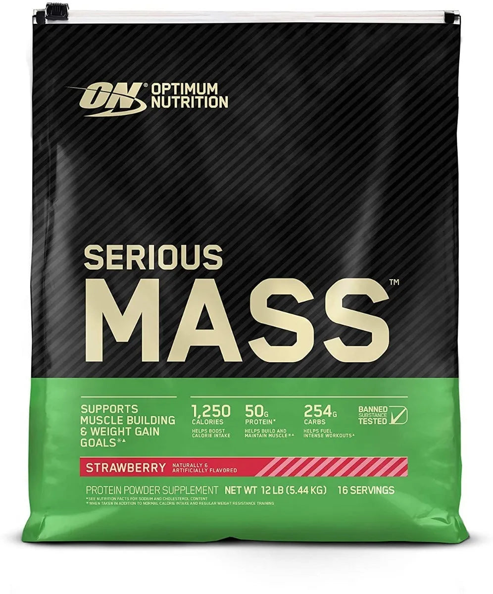 SERIOUS MASS OPTIMUM NUTRITION 12 LB Crecimiento Muscular Proteína en polvo para ganar masa muscular