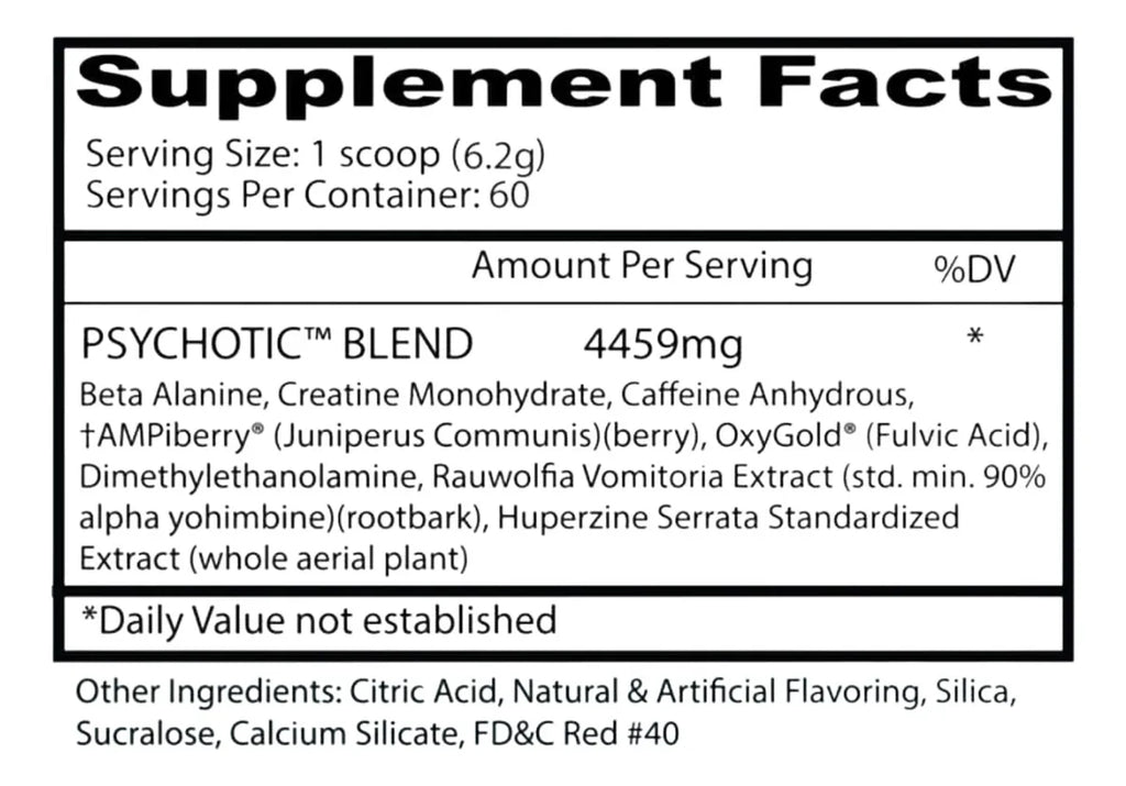 PSYCHOTIC 60 SERVICIOS Insane Labz Pre Entrenamiento