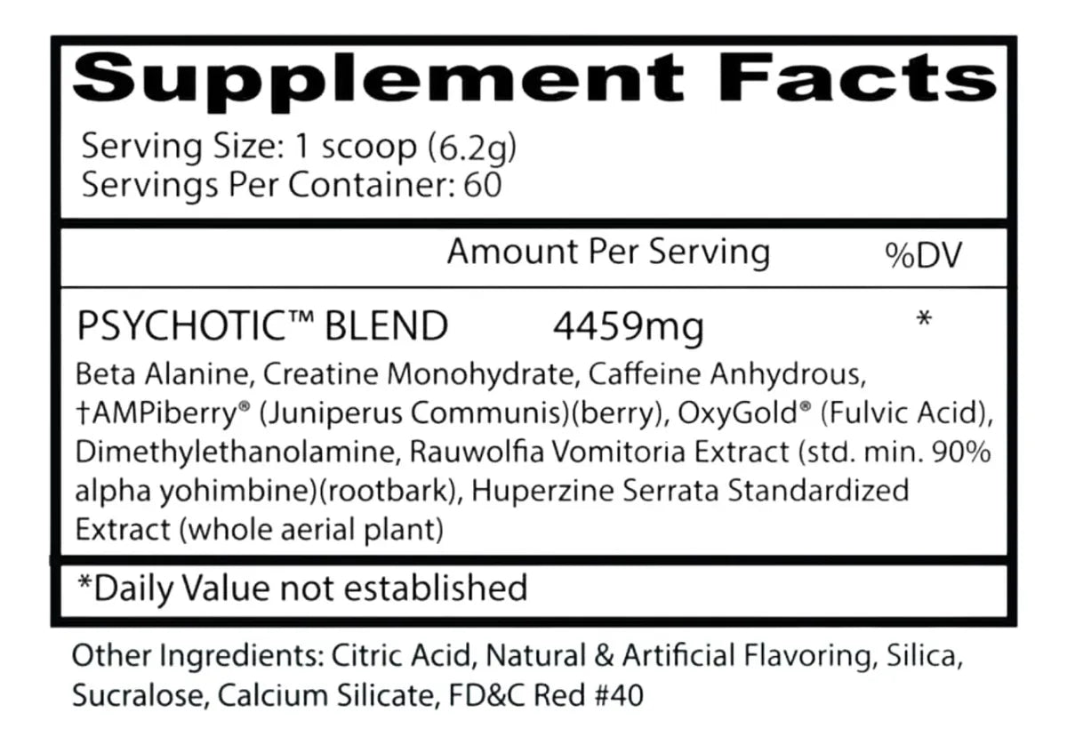 PSYCHOTIC 60 SERVICIOS Insane Labz Pre Entrenamiento