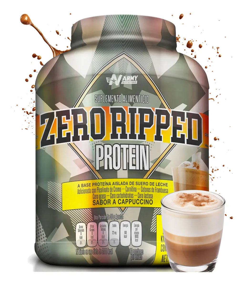 ZERO RIPPED PROTEIN 4LB ARMY NUTRITION Proteína 100% Aislada 4lbs 60 Servicios 1.8kg