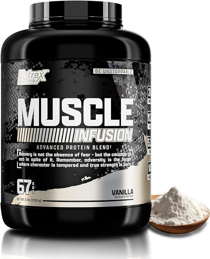 MUSCLE INFUSION 5 LB Nutrex Research - Muscle Infusion 5 lb - 67 ser - Sabor Vanilla - Multi-Blend Whey Protein Powder with Whey Protein Isolate and Whey Protein Concentrate