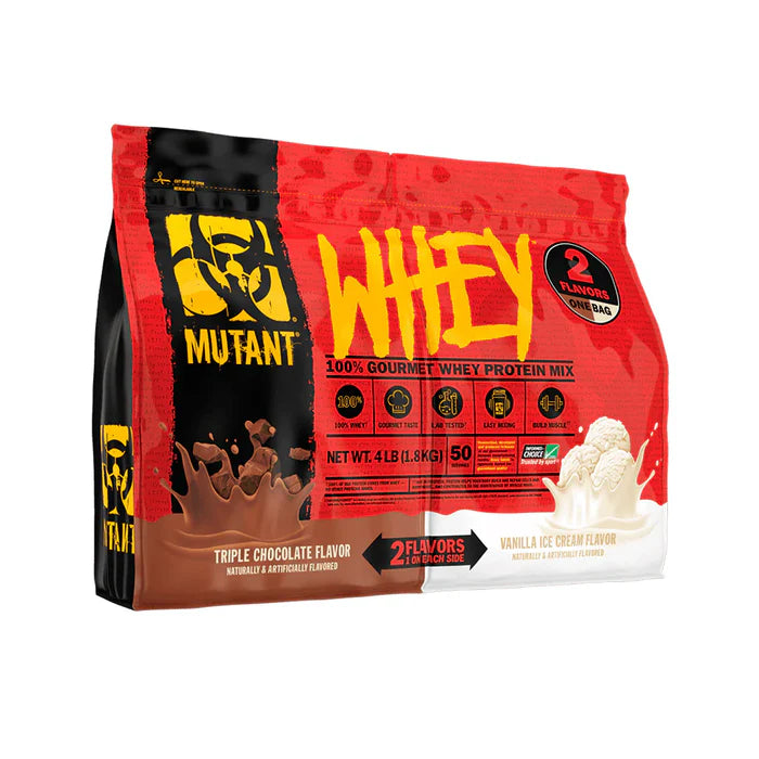 MUTANT WHEY ONE BAG 4 LBS DOBLE SABOR Proteína de suero de leche whey Dual 4 Libras 2 Sabores 50 Servicios