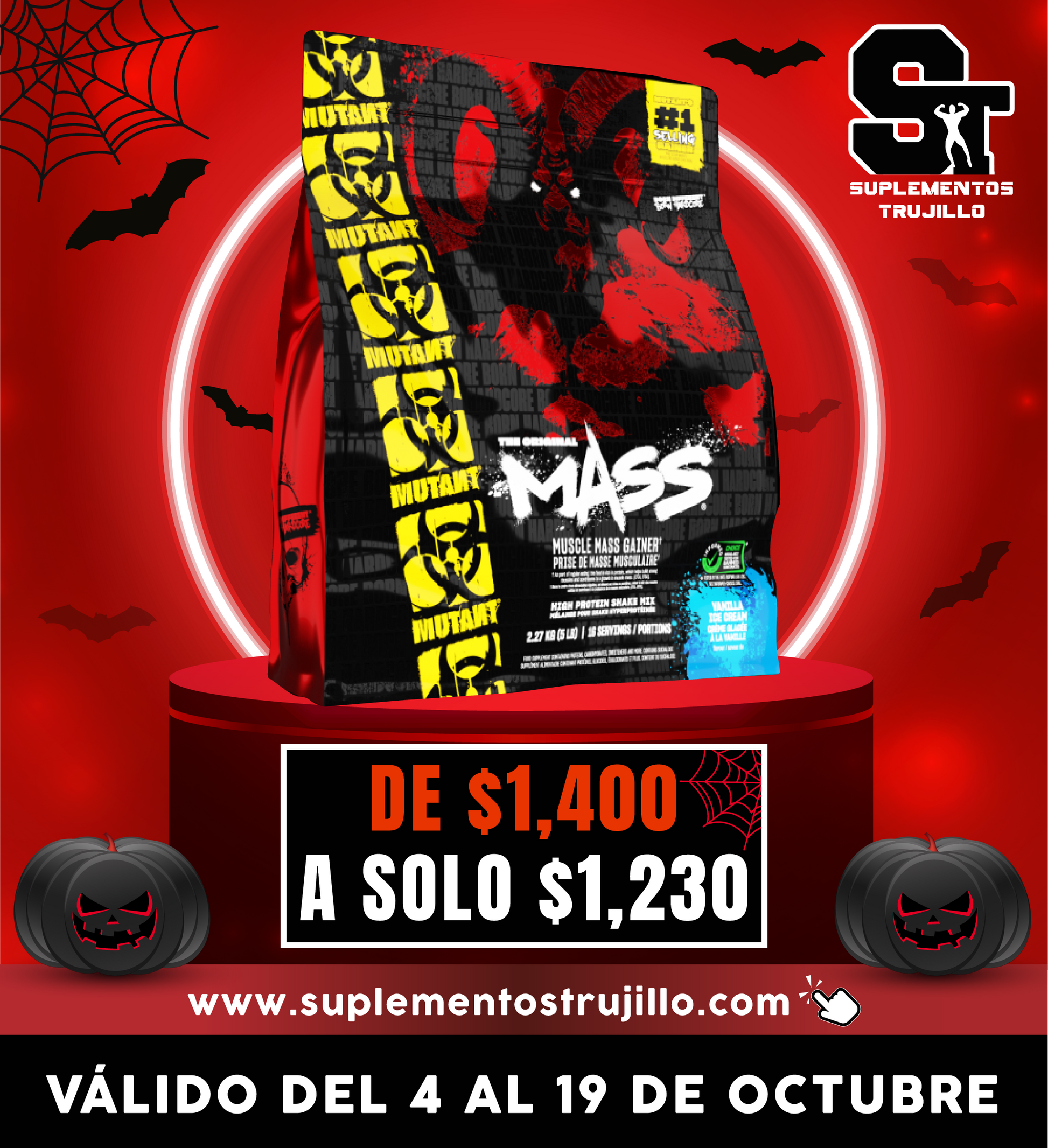 MUTANT MASS 15 LB Mutant Mass / 56g Proteína / 192g Carbohidratos / 1100 calorías