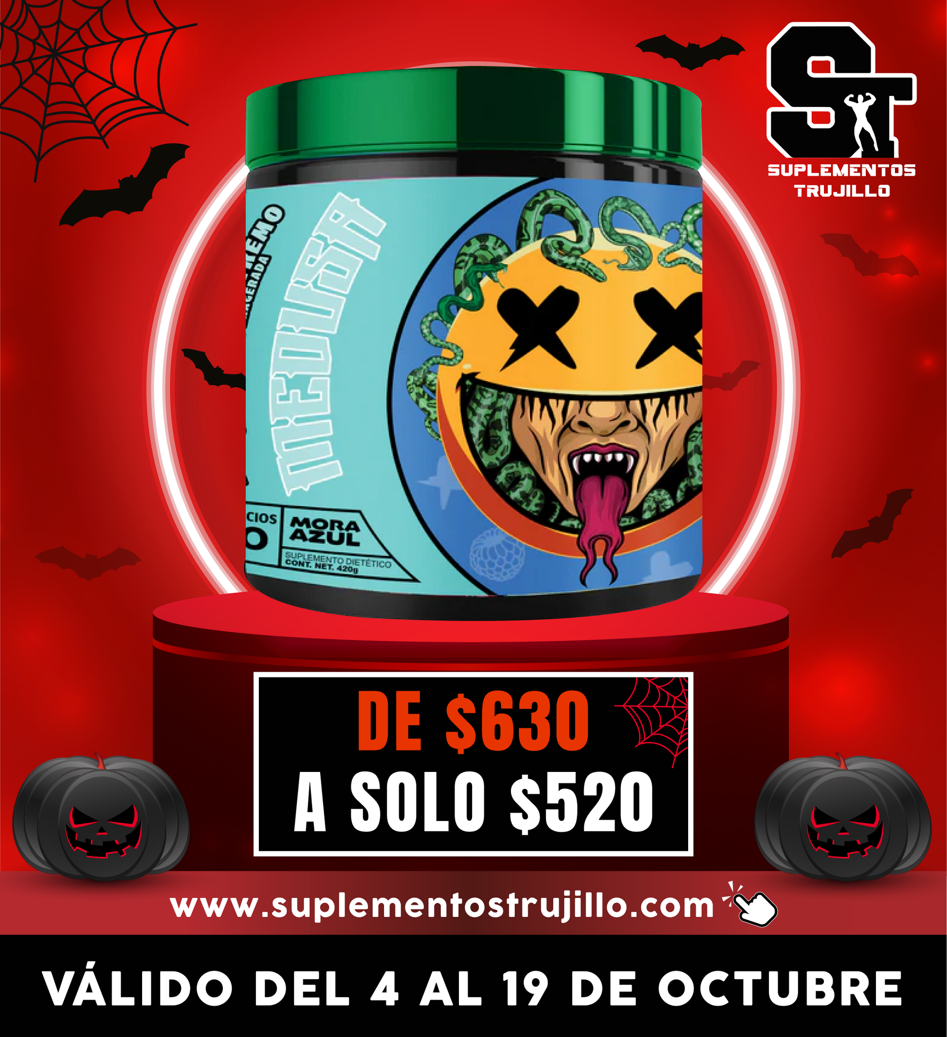 PRE-ENTRENO MEDUSA 30 SERVICIOS SMILE LABZ CON INTENSIDAD EXAGERADA PREWORKOUT