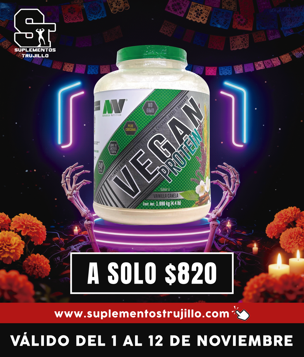 VEGAN PROTEIN 4 LB ADVANCE NUTRITION Proteina Advance Nutrition Hydrotein Vegan 1.996 Kg (4.4 Lb) Proteina de Chicharo, Arroz Y Amaranto