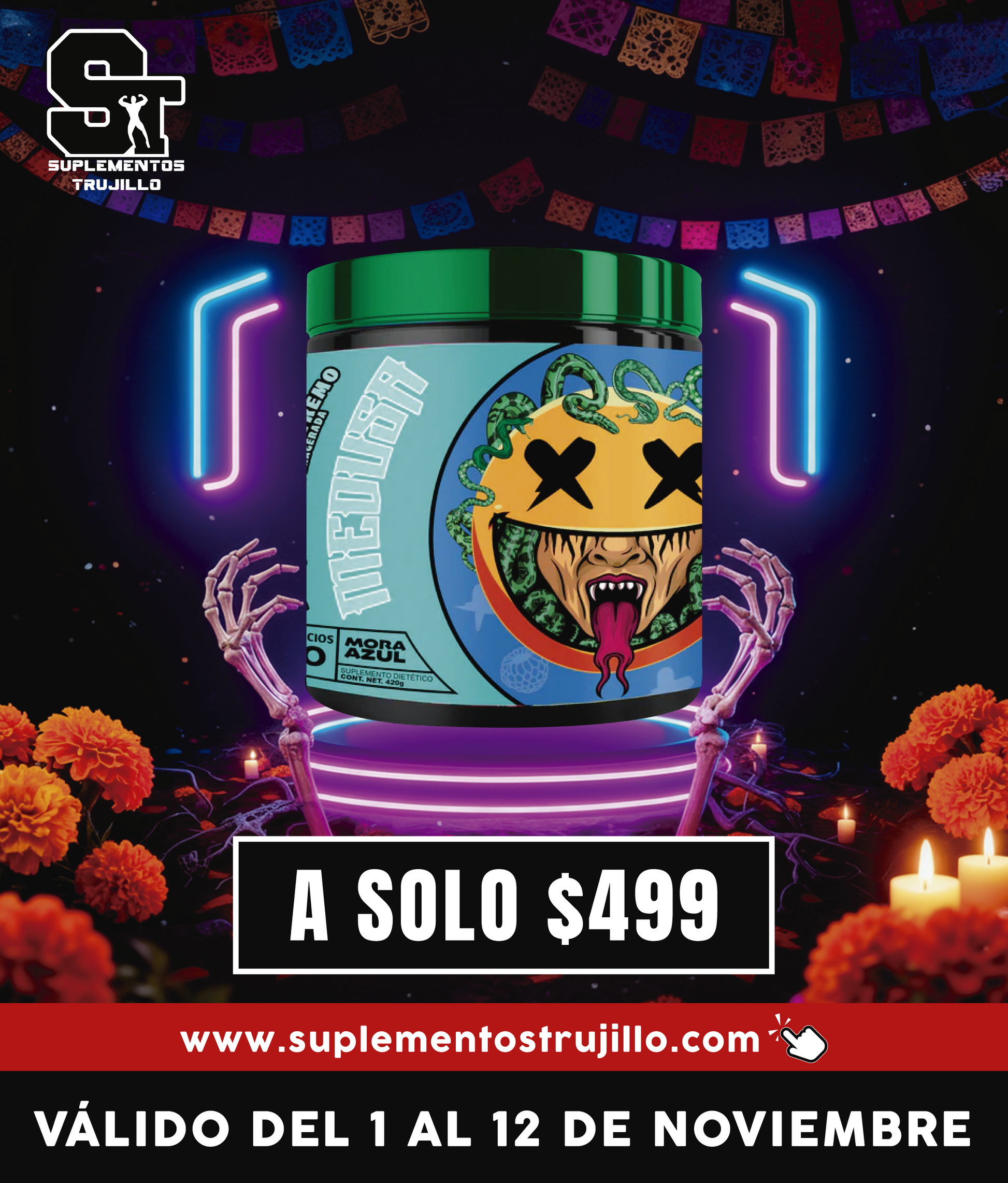 PRE-ENTRENO MEDUSA 30 SERVICIOS SMILE LABZ CON INTENSIDAD EXAGERADA PREWORKOUT