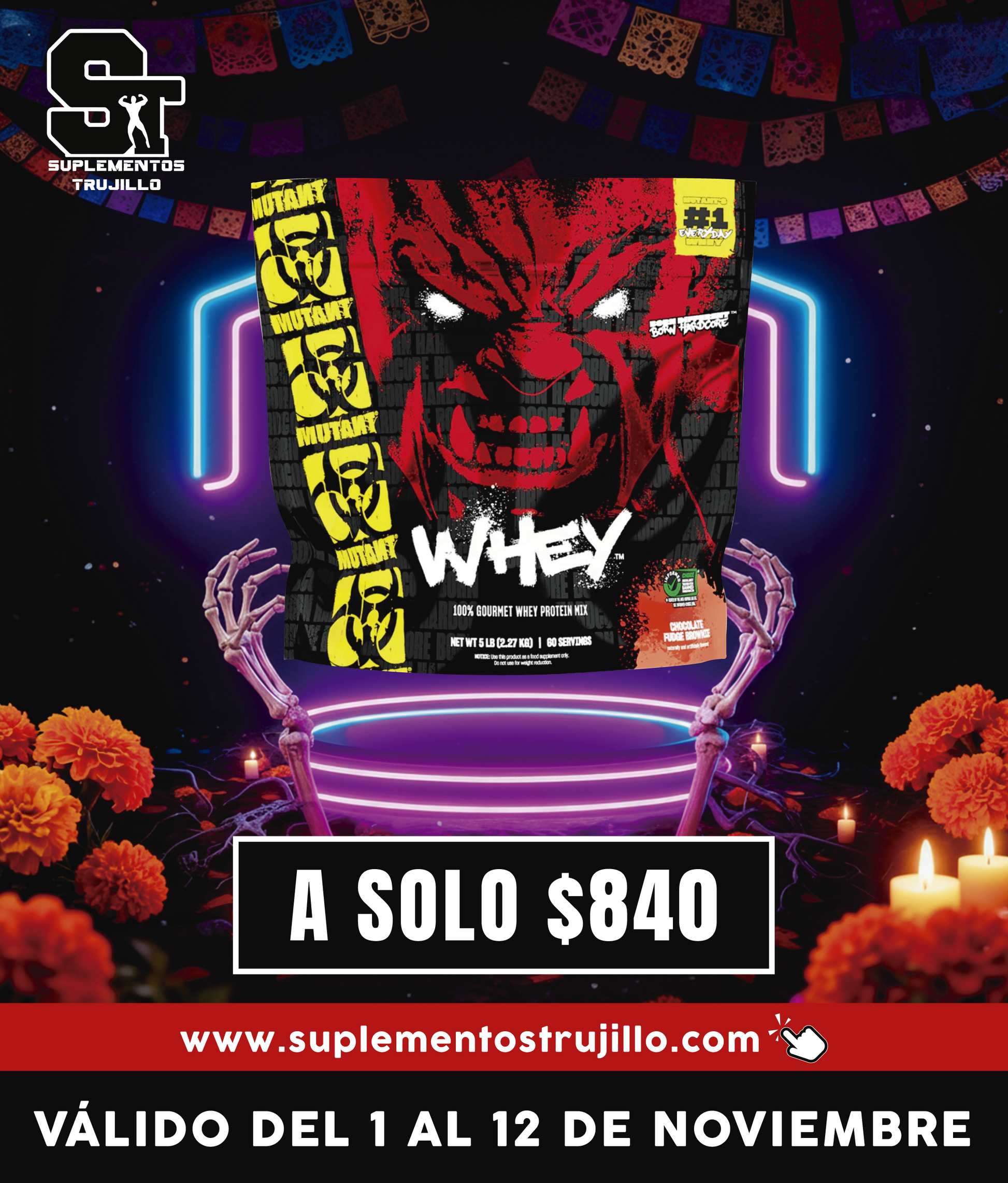 MUTANT WHEY 5 LB Proteína en Polvo de suero de leche 2.27kg para formar masa muscular