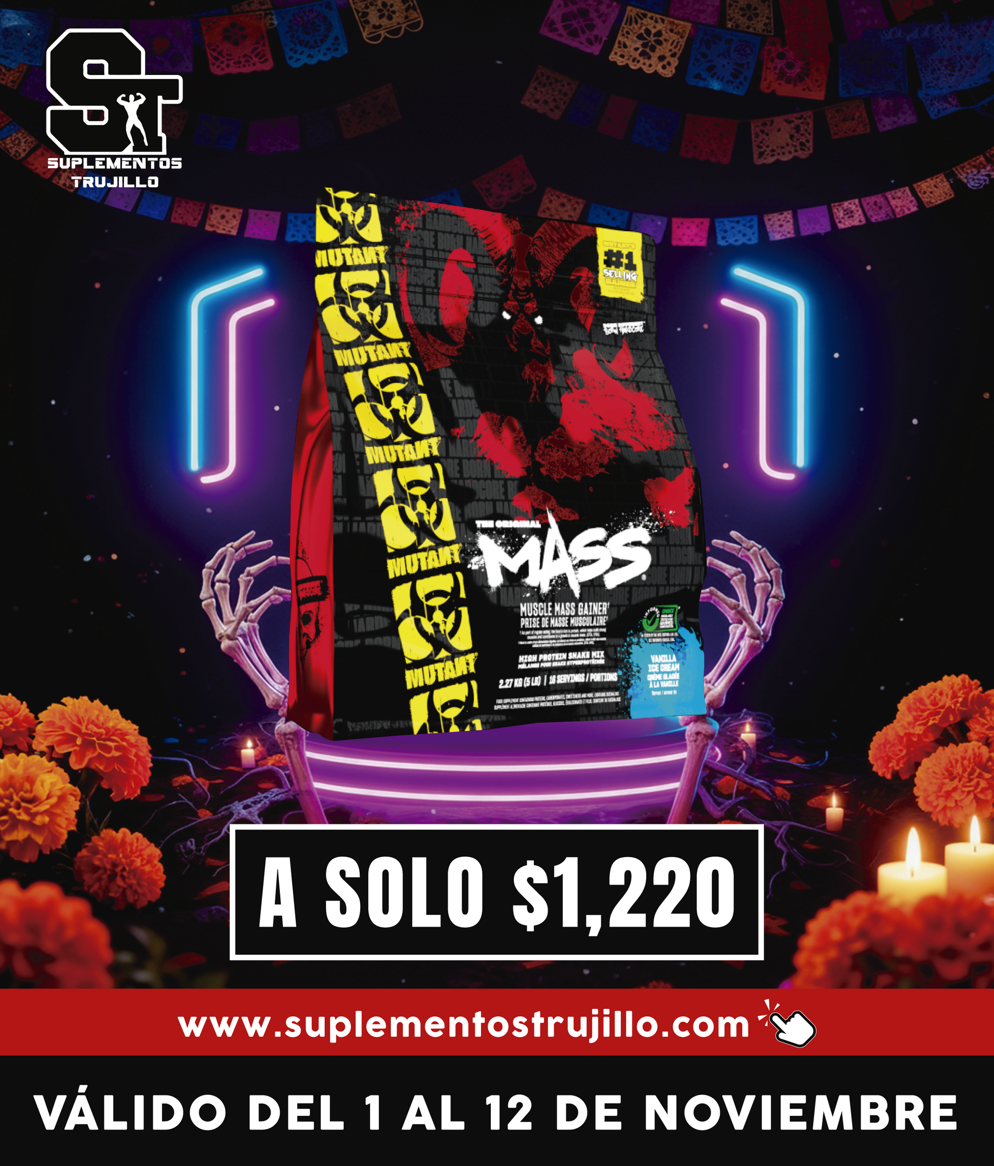 MUTANT MASS 15 LB Mutant Mass / 56g Proteína / 192g Carbohidratos / 1100 calorías