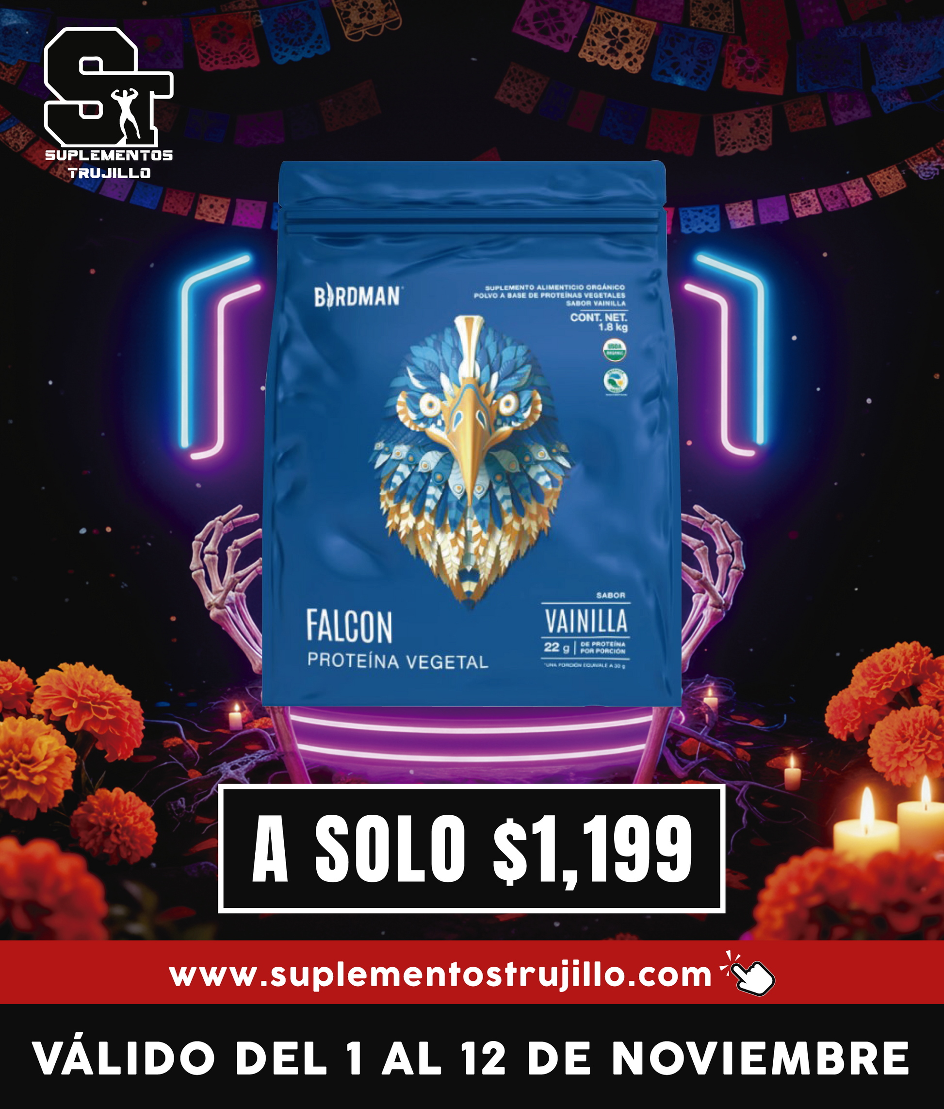 FALCON VEGETAL 1.8KG BIRDMAN Proteína de origen vegetal Orgánica En Polvo