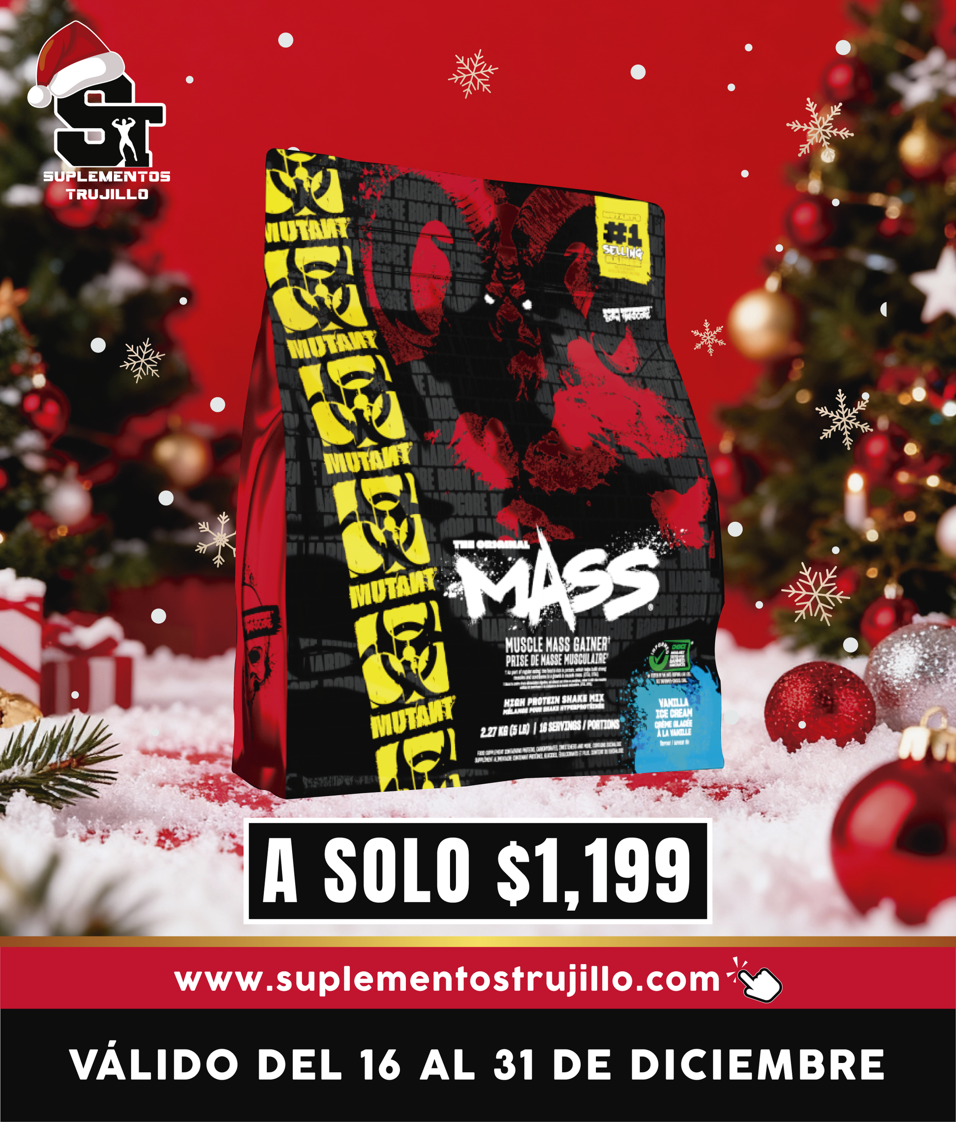 MUTANT MASS 15 LB Mutant Mass / 56g Proteína / 192g Carbohidratos / 1100 calorías