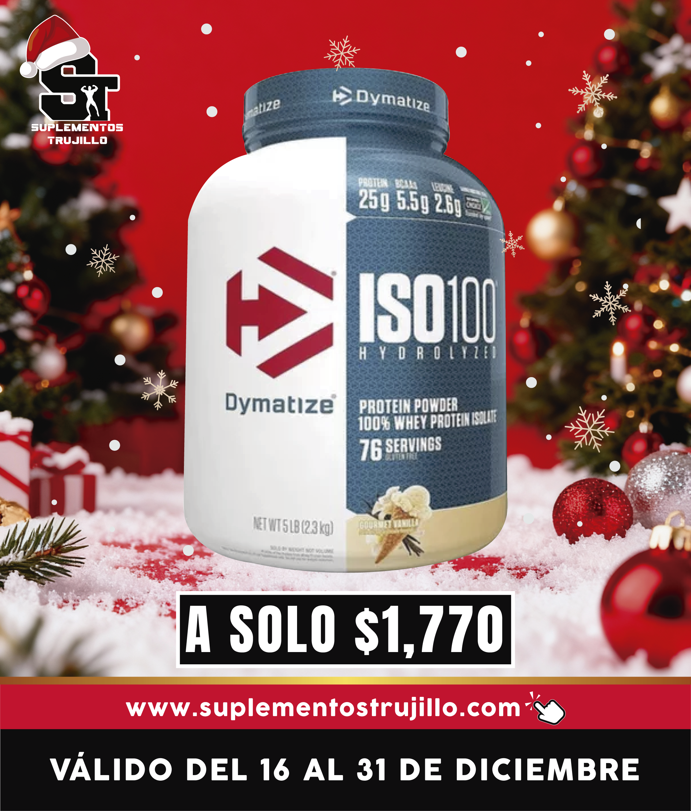 ISO 100 HYDROLYZED 5 LBS Proteína en polvo hidrolizada, Isolate Hidrolizado Dymatize 2.3 kg