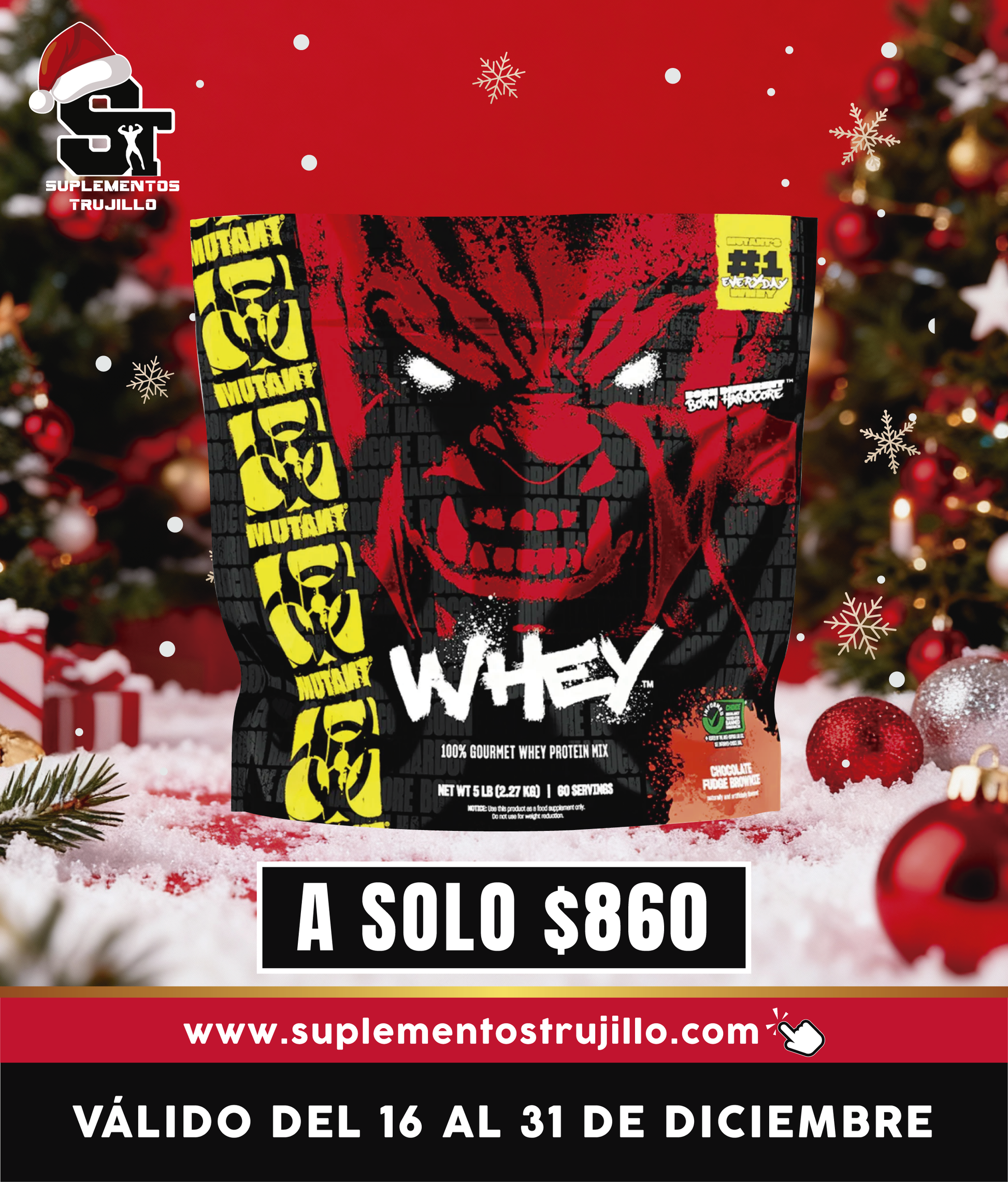 MUTANT WHEY 5 LB Proteína en Polvo de suero de leche 2.27kg para formar masa muscular