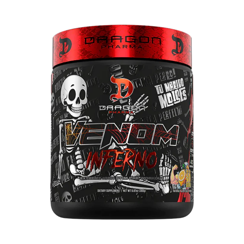 VENOM INFERNO PREWORKOUT 40 SERVICIOS DRAGON PHARMA ENERGÍA ENFOQUE Y BOMBEO MUSCULAR