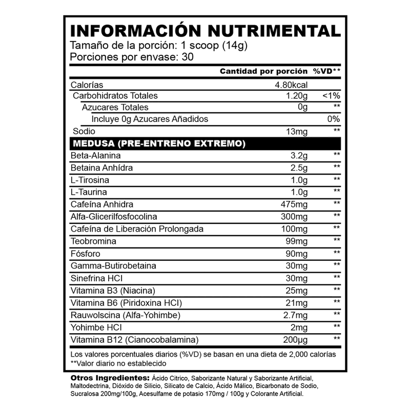 PRE-ENTRENO MEDUSA 30 SERVICIOS SMILE LABZ CON INTENSIDAD EXAGERADA PREWORKOUT