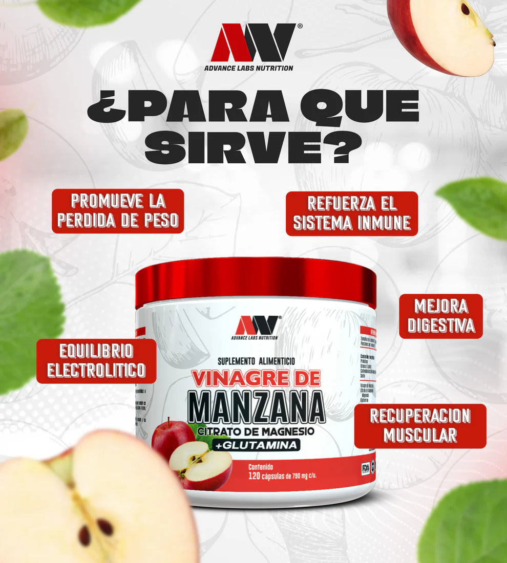Citrato de Magnesio + Glutamina Advance Nutrition 120 Cápsulas