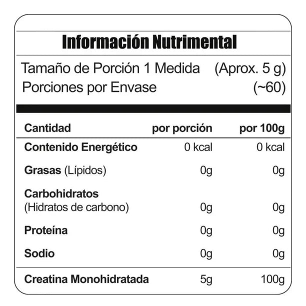 CREATINA MONOHIDRATADA CREAPURE META NUTRITION 60 SERVICIOS Monohidratada en polvo sin sabor
