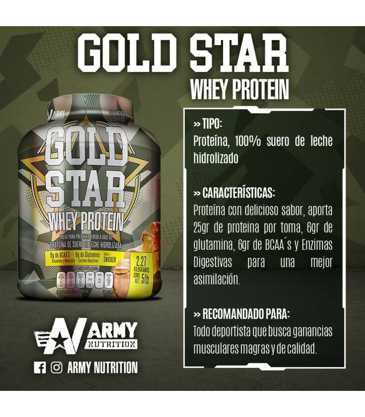 GOLD STAR WHEY 5 LB ARMY NUTRITION Proteína Hidrolizada