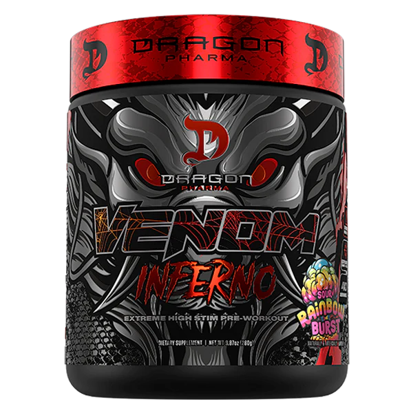 VENOM INFERNO PREWORKOUT 40 SERVICIOS DRAGON PHARMA ENERGÍA ENFOQUE Y BOMBEO MUSCULAR